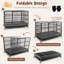 Cage à chien pliable en métal robuste avec roulettes verrouillables et plateau-2035534007
