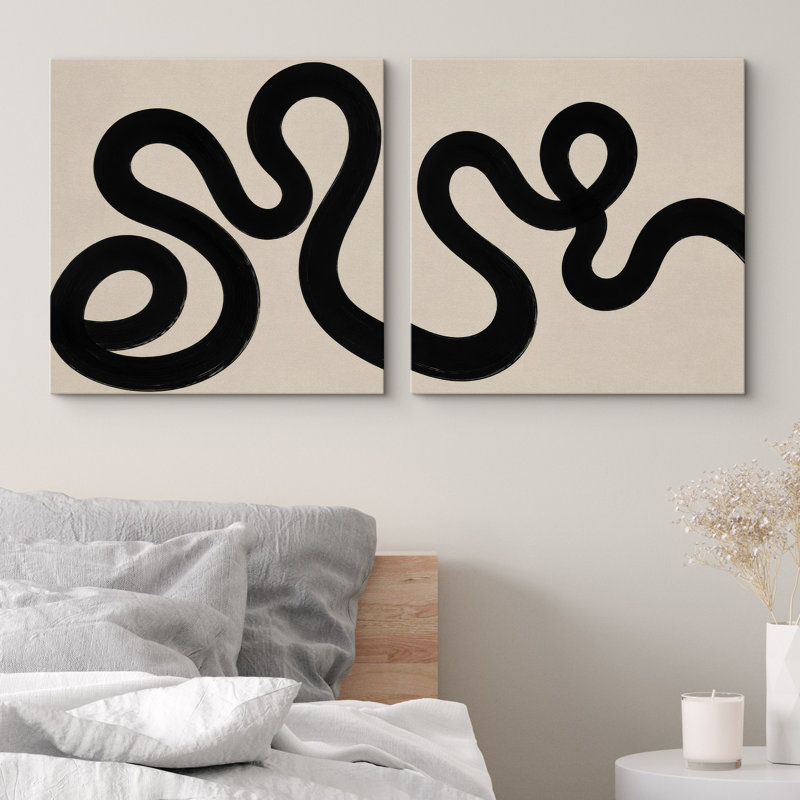 «Minimal Abstract Curved Line Art Neutral Art, 24" H x 24" W x 1.5" D, Toile tendue