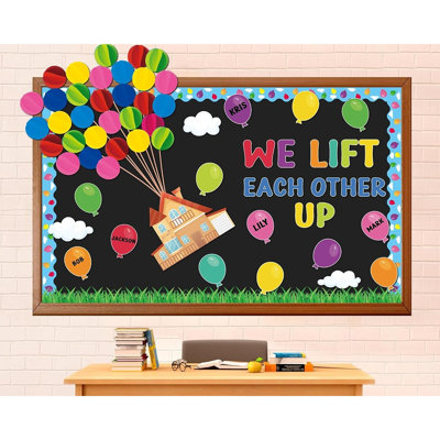 Colorful Balloon Bulletin Board Decorations Set – Adventure Theme With Balloon, Cloud Cutouts & Name Tags For Back To School Classroom Decor