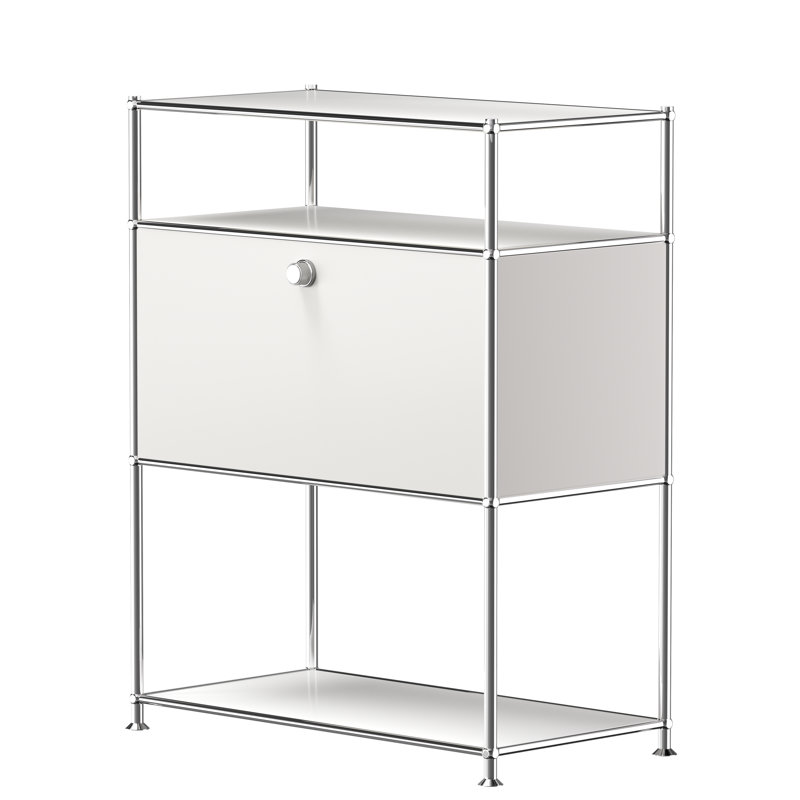 Modular Metal Drawer sideboard file cabinet Dining Cabinet Shelf Bookcase 3-tier Storage, Brushed Nickel