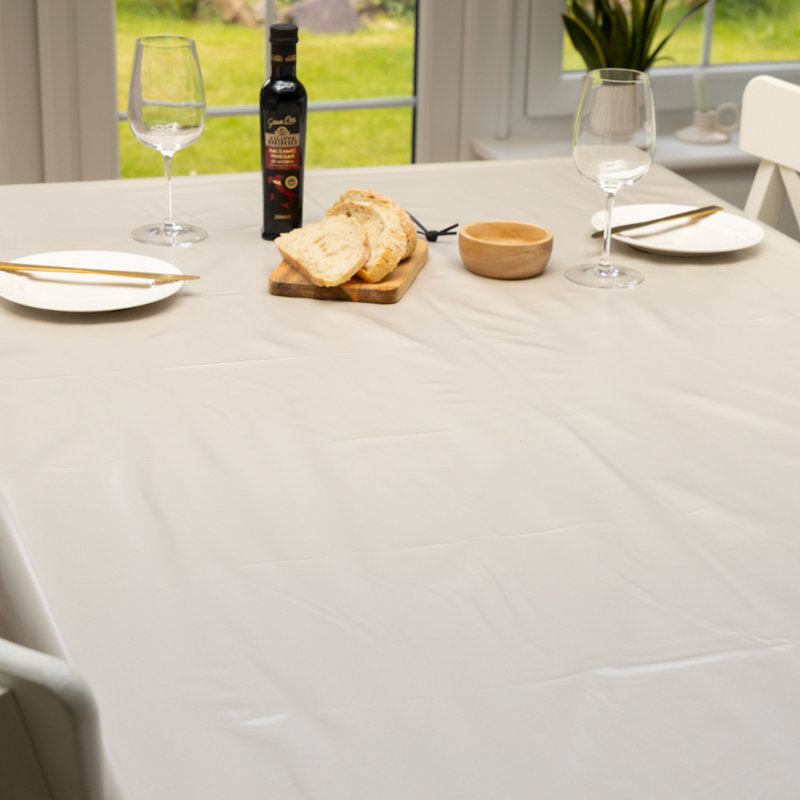 Almond Plain 150 x 220cm Eco Line PVC Free Polyester Tablecloth