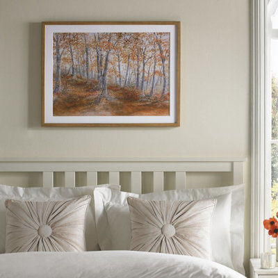 Art for the Home Amber Woodland Countryside Landscape Wood Stained Brown Framed Wall Art