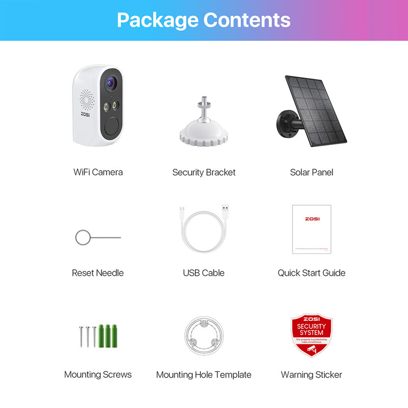 C1 Wire-Free Wireless 3MP Battery Security Camera Outdoor with Solar Panel, 2-Way Talk, Spotlight, White