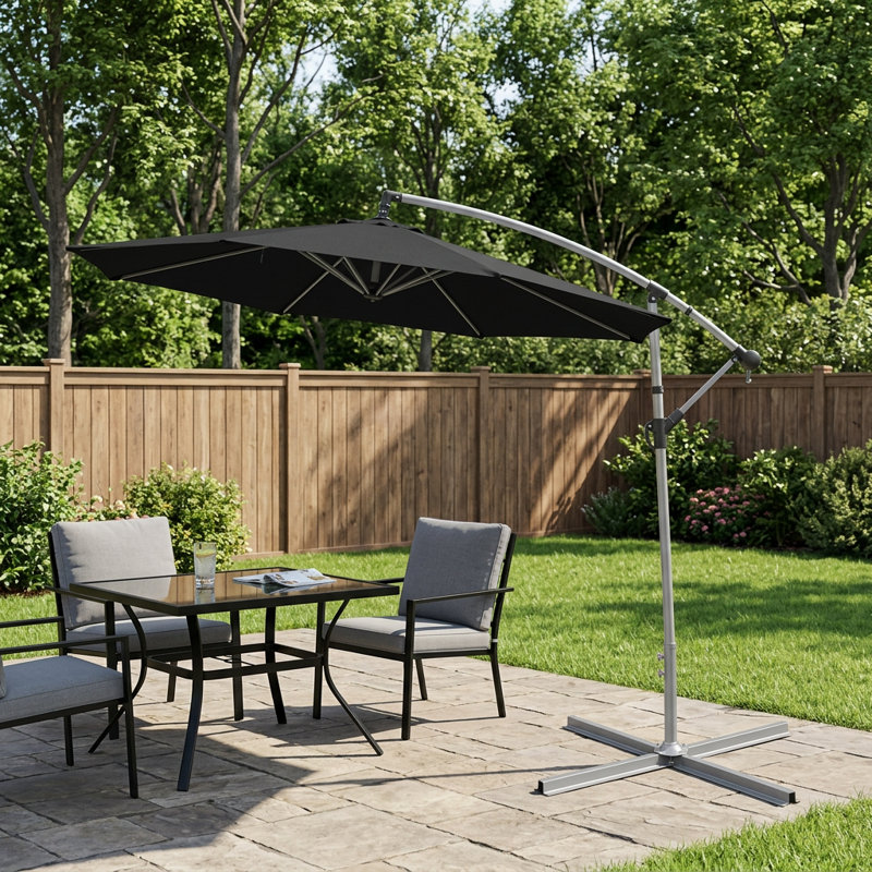 Parasol en porte-à-faux pour patio 10 pi x 10 pi Dore, Gris foncé