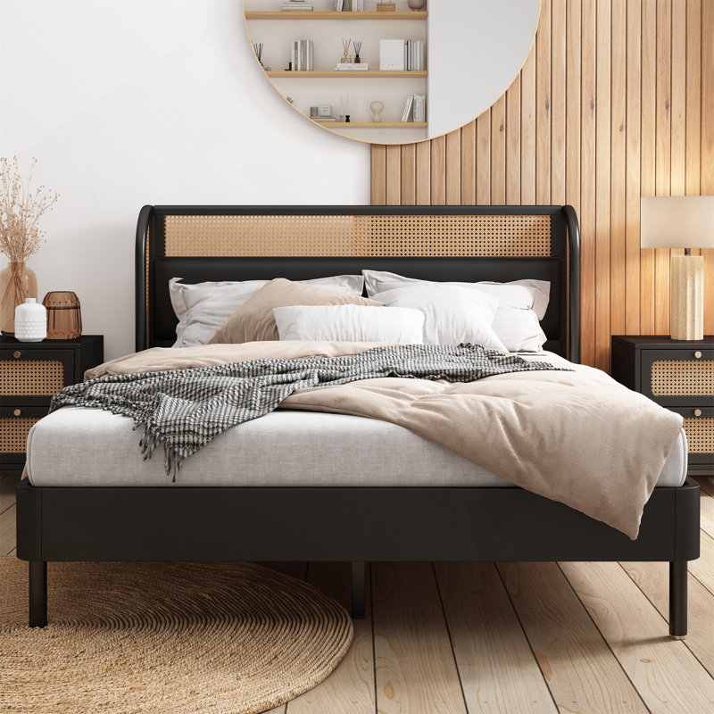 Modern Cannage Rattan Queen Bed - Stylish & Durable