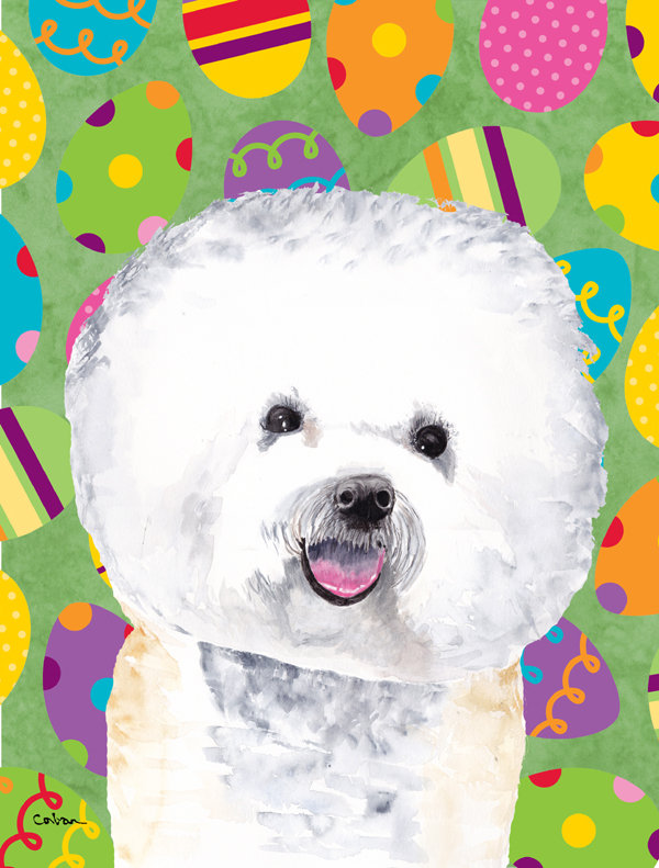 Drapeau de jardin Atara, Bichon frisé (gris et blanc)