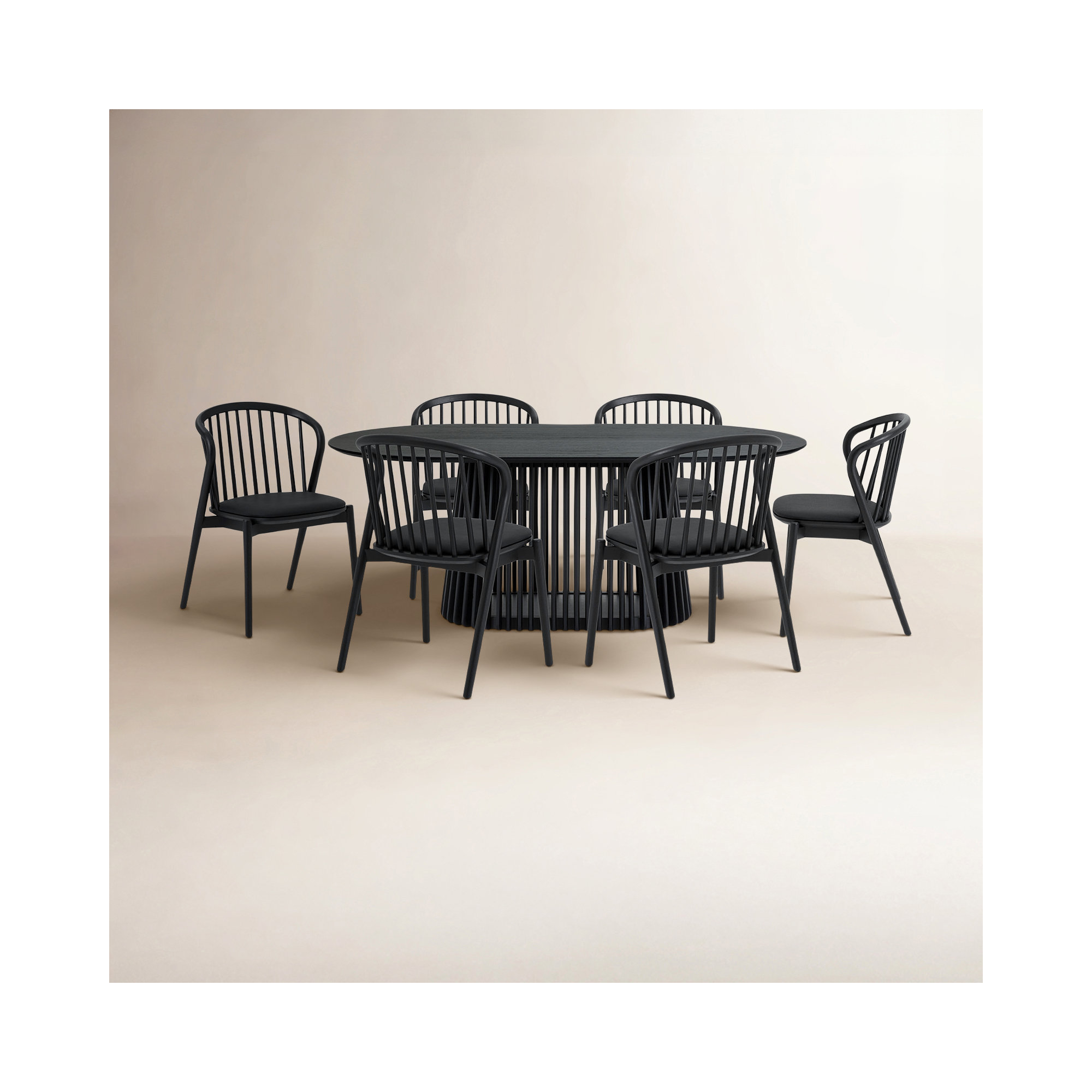 7 - Piece Dining Set, Black, Black