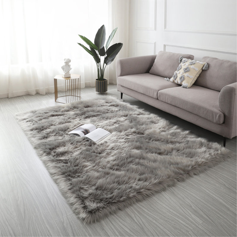 Tapis en fausse fourrure de mouton ultra doux, Rectangle 5 pi x 7 pi