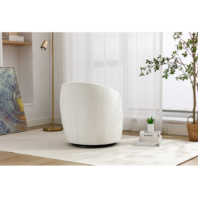 Fauteuil demi-tonneau luxueux avec accoudoirs pivotants en tissu chenille pour un confort ultime et une utilisation polyvalente à l'intérieur