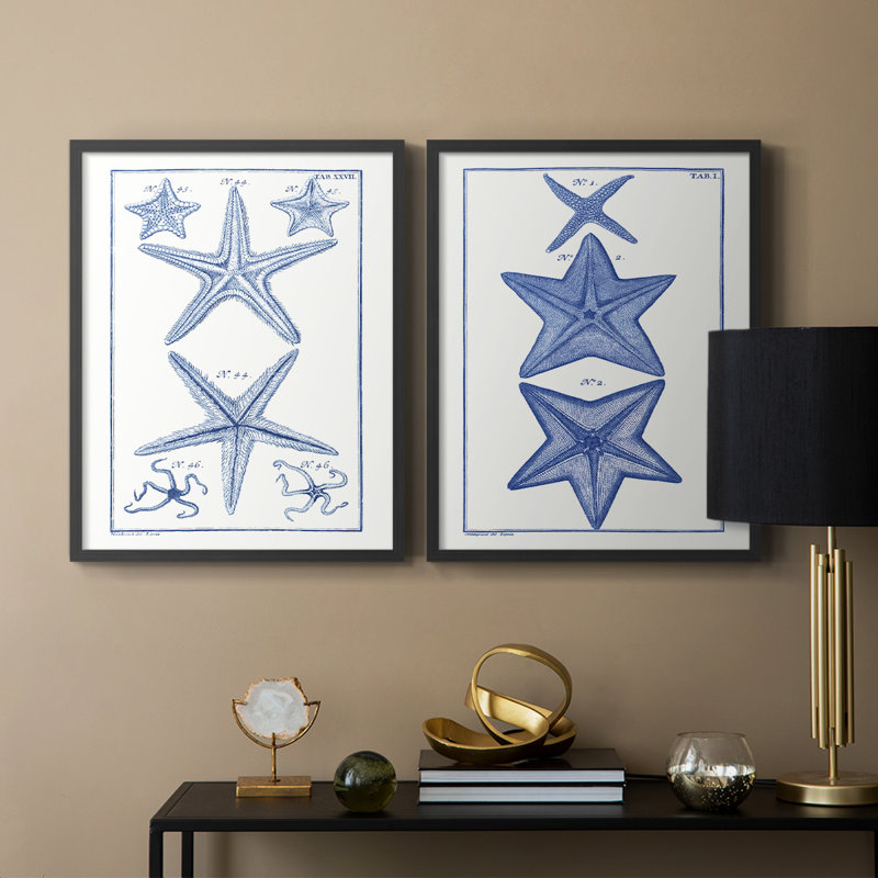 «Blue Sea Stars», reproduction encadrée de qualité supérieure - prête à être accrochée - aucun clou requis - aucun clou requis