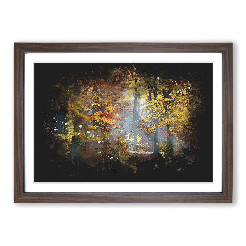 Autumn Forest Vol.3 Paint Splash - Picture Frame Graphic Art, 27cm H x 36cm W x 2cm D, Walnut