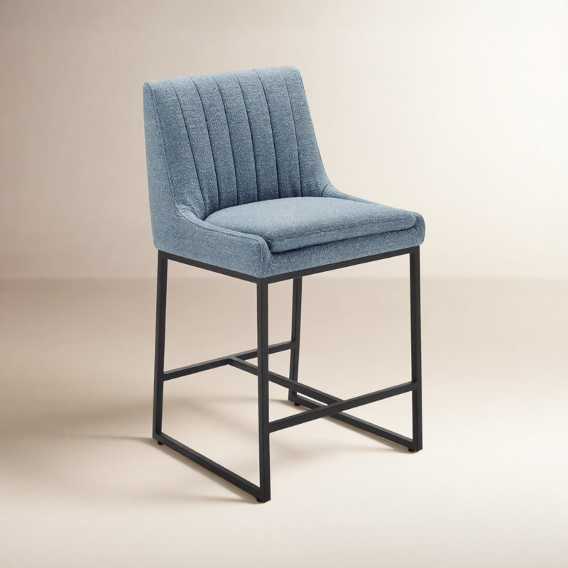 Tabouret de comptoir Welburn, Tweed bleu Capri Nathan