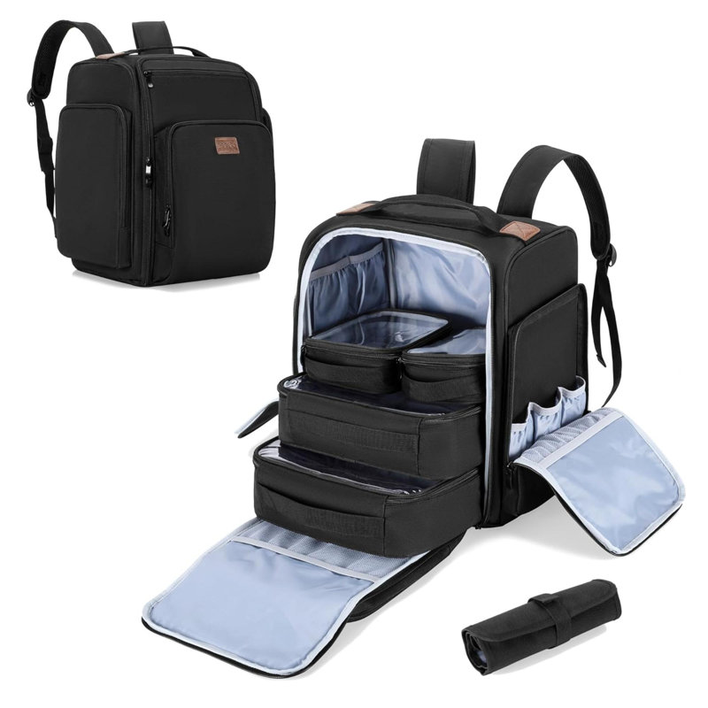 Trousse à maquillage avec 4 pochettes intérieures amovibles et 1 trousse à maquillage