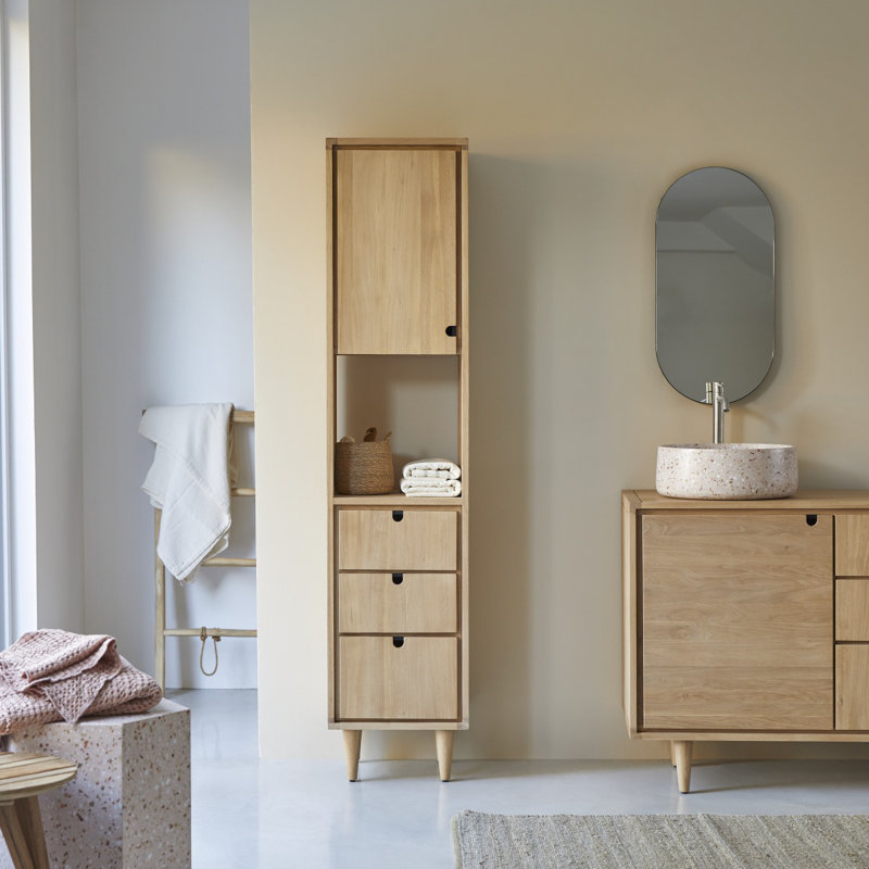 Jonàk Solid Wood Linen Cabinet, Natural