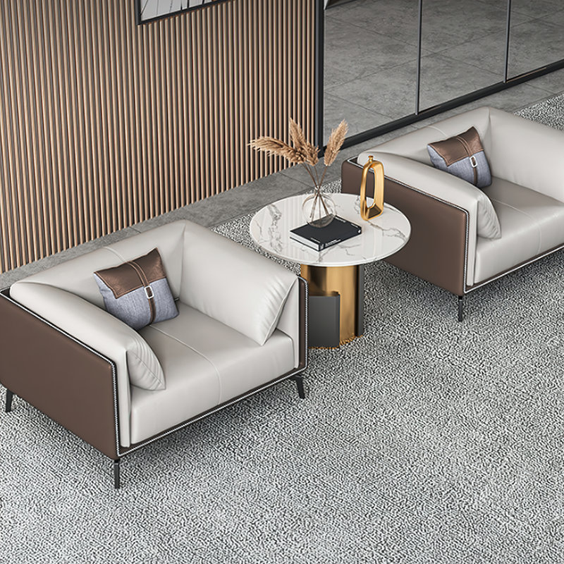 Beniamino Nordic Luxury Simple Three Seat Faux Leather Sofa, 1