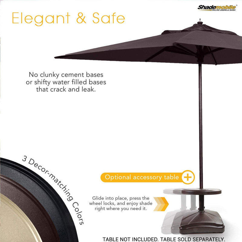 Lilian Rolling Free Standing Patio Umbrella Base, Bronze