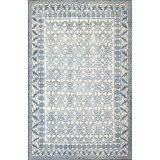 Soft Cream and Blue Color Antique Small Scatter Size Cotton Pile Agra Rug