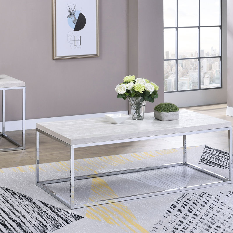 Stylish Oak And Coffee Table With Rectangular Shape Sled Base Elegant Surface Design
