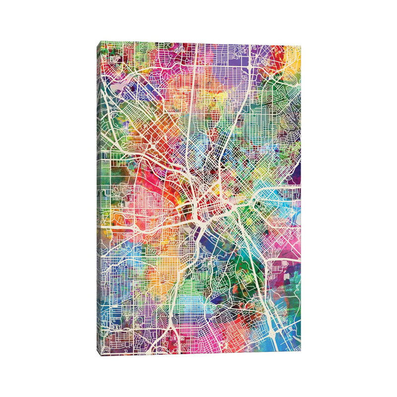 Dallas Texas City Map I by Michael Tompsett - Wrapped Canvas Gallery-Wrapped Canvas Giclée, 152.5 cm H x 101.5 cm W