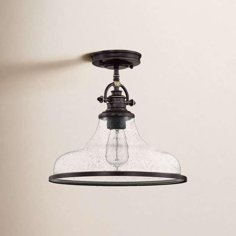 Luminaire suspendu en forme de dôme à une lumière Maybery, Bronze palladien, H 11,5 po x l 13,5 po x P 13,5 po
