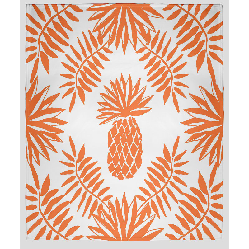 Botanical Blooms Fleece Throw Blanket, 30" W x 40" L, 1.75, Orange