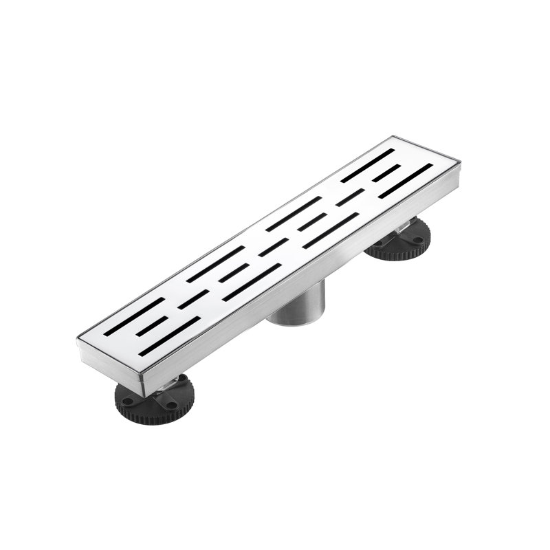 12 In. Stainless Steel Linear Shower Drain With Square Pattern Drain Cover In Brushed Nickel, Brushed Nickel