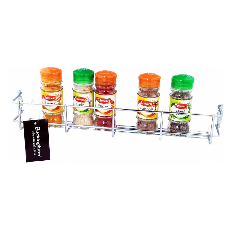 Buckingham 1 Tier Spice and Herb Rack Wall Mounted Kitchen Cupboard Storage Organiser 38.5 Cm