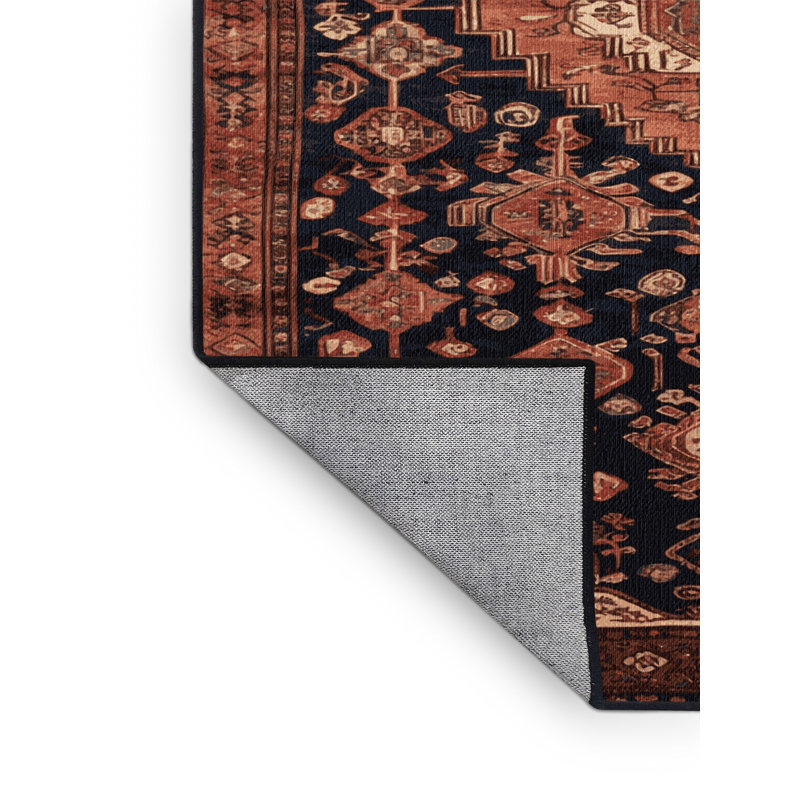 Machine Washable Turkish Brown Area Rug, Round 5'