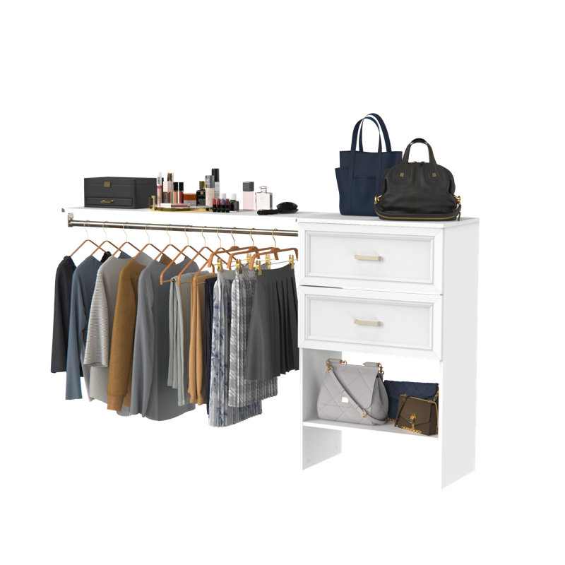 Suitesymphony Base Unit With 2 Traditional Styled Drawers And Top Shelf, White