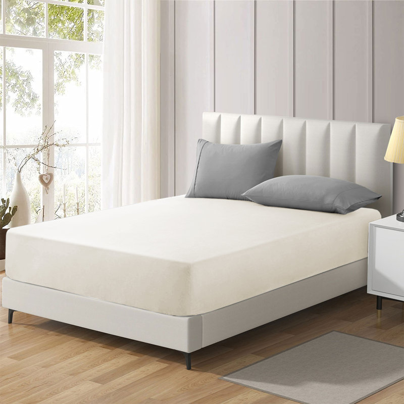 Brushed Microfiber 40cm Deep Fitted Bed Sheet, Single (3'), Cream