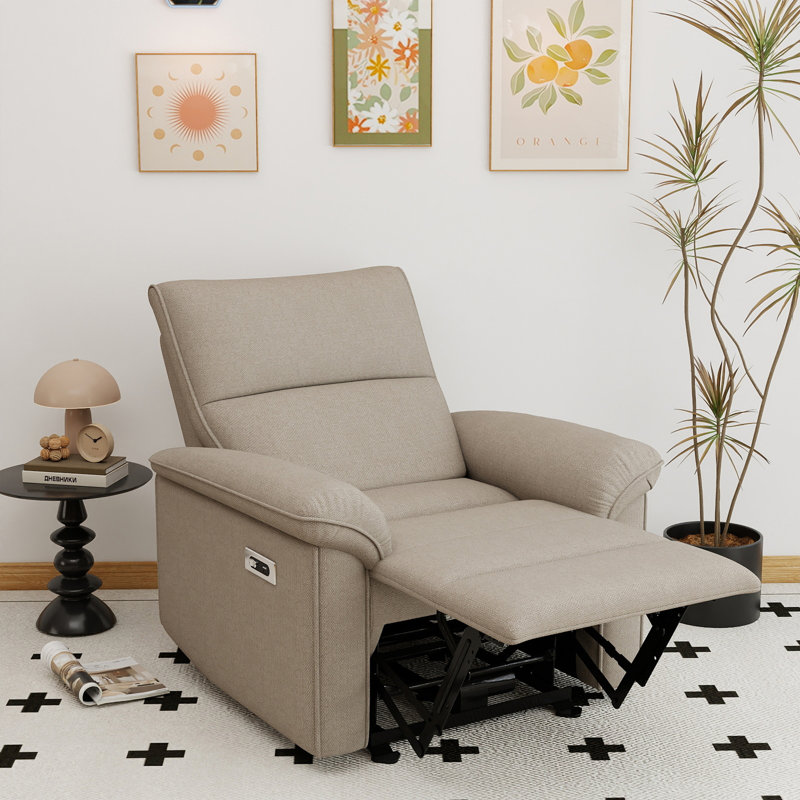 Fauteuil inclinable électrique avec port USB, Velours brun