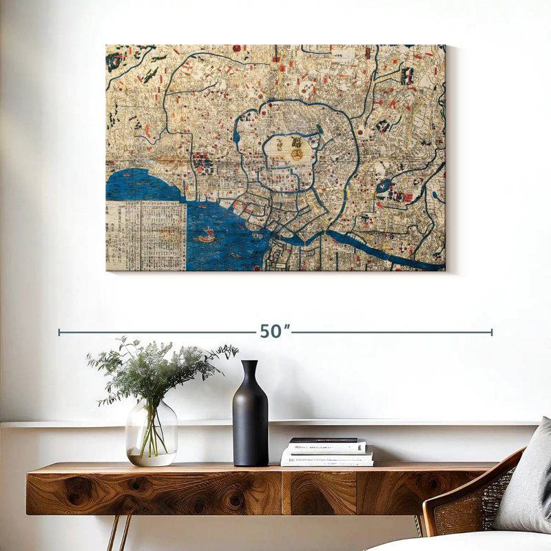 Aliaz Old Tokyo Map, 26" H x 39" W