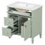 Meuble-lavabo 30 po avec lavabo, meuble-lavabo avec un tiroir rabattable et deux tiroirs, tablette réglable, bois massif et panneau de fibres à densité moyenne, vert-1445766715