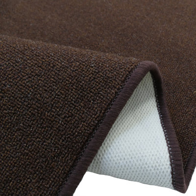 Custom Size Anti Slip Low Profile Plain Brown Runner Rug