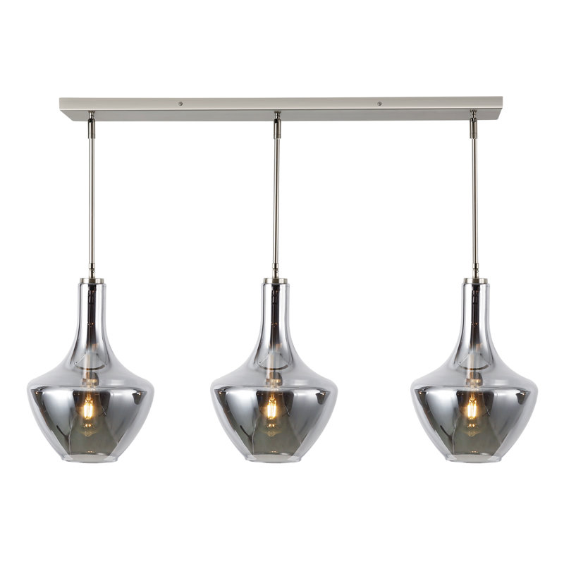 Cammie 3 - Light Kitchen Island Pendant, Smokey, Satin Nickel