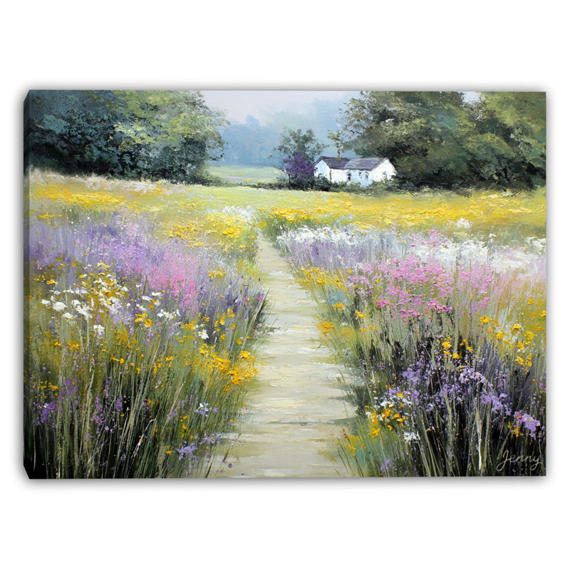 Lavande Pathway to Cottage - Art mural sur toile tendue