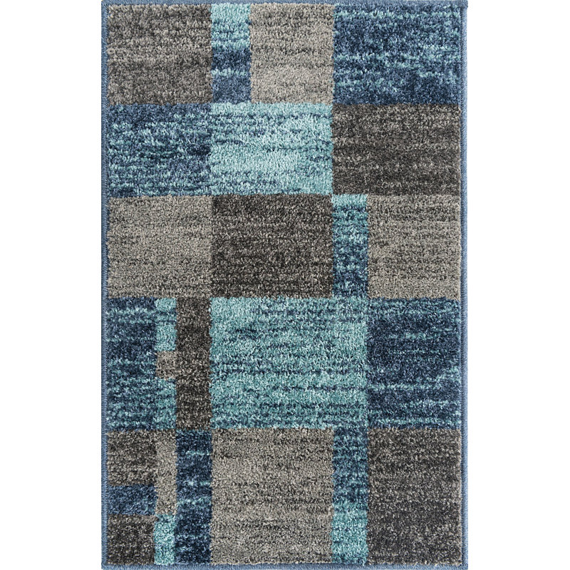 Tapis bleu contemporain Contemporary Harvest, Rectangle de 2 pi x 3 pi