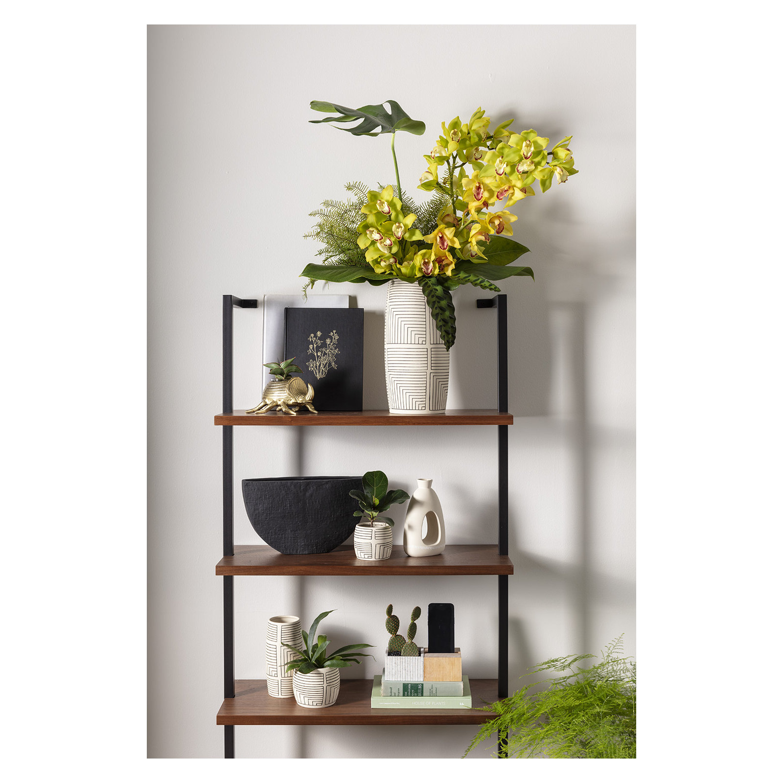 Handmade Ceramic Pot Planter, Black, 7.75" H x 13.5" W x 3.5" D