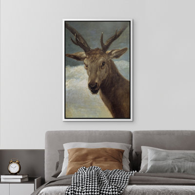 Brown Deer Animal Farmhouse Cabin Decor Framed Bedroom Wall Decorations Canvas Print