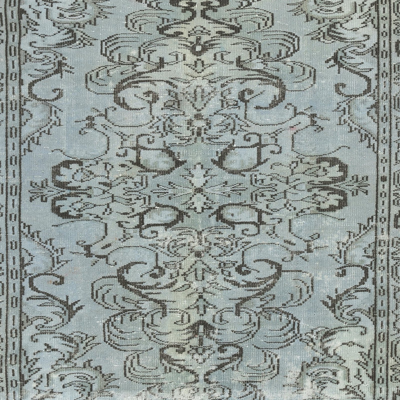 Tapis turc bleu clair moderne en laine fait à la main 5,7 x 9,8 pi