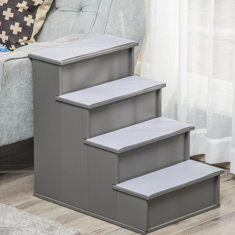 Escaliers pour animaux de compagnie, petites marches pour animaux avec housse rembourrée amovible pour chiens et chats jusqu'à 22 lb, gris