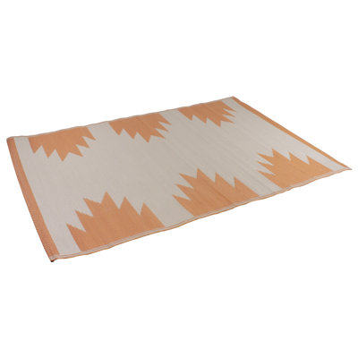 4' x 6' Orange and Beige Aztec Print Rectangular Outdoor Area Rug