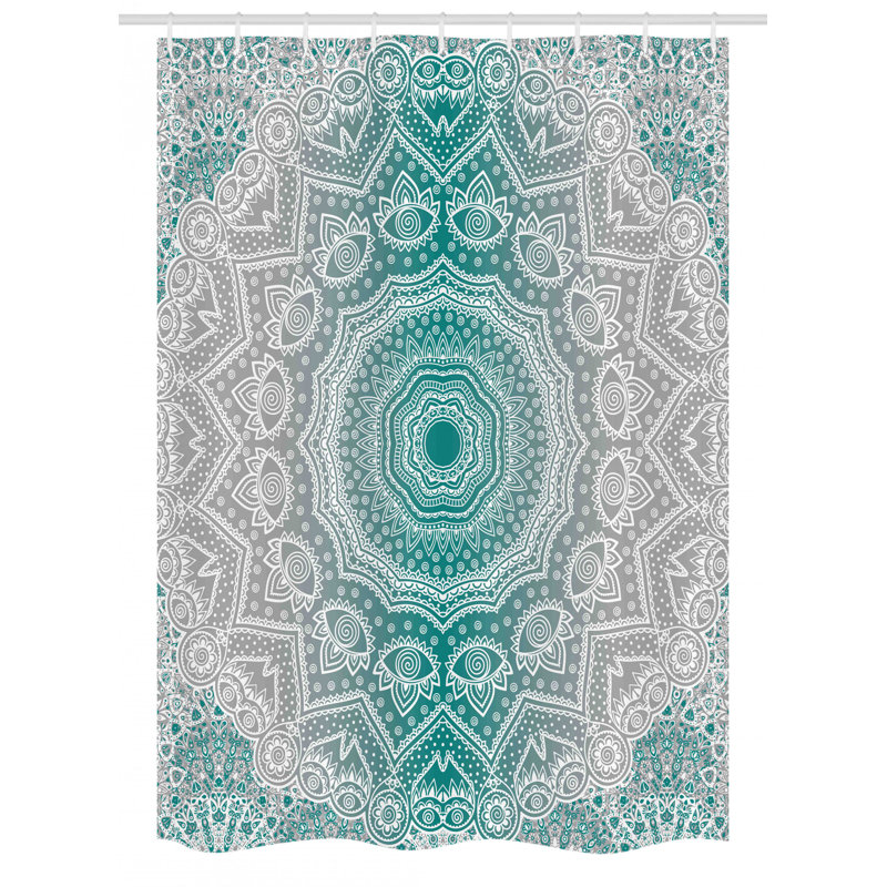 Rideau de douche Cormac Mandala, H 84 po x l 69 po, Bleu sarcelle/Gris