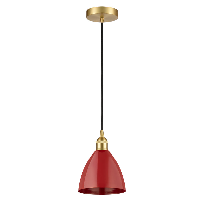 Luminaire suspendu simple à 1 lumière Schiavone, Rouge, Or satiné