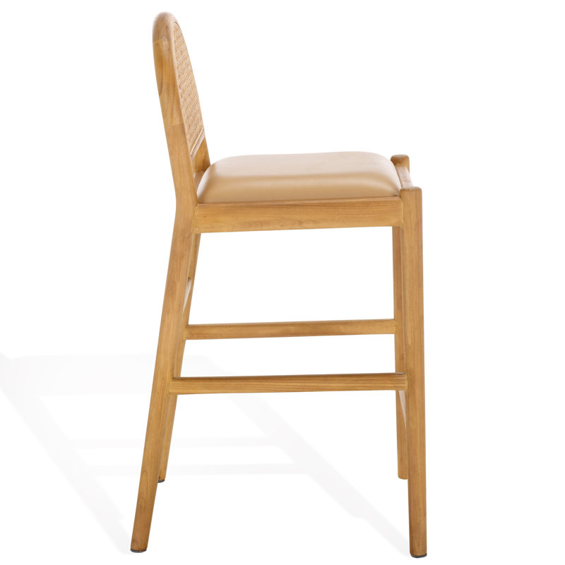Laylie Rattan And Leather Counter Stool, Tan