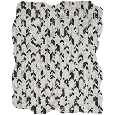 Boonie Cowhide Geometric Area Rug in Cream/Black
