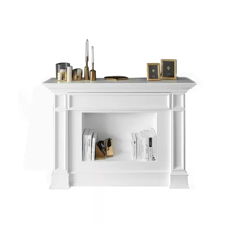 White Solid Wood Freestanding Fireplace