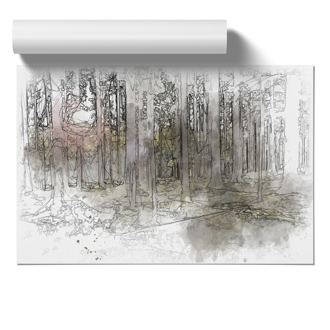 Sunlight Forest Sketch - Frameless Print