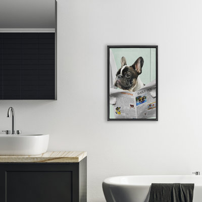 Pug News Bathroom Humor Floating Frame, design by Jesse Keith