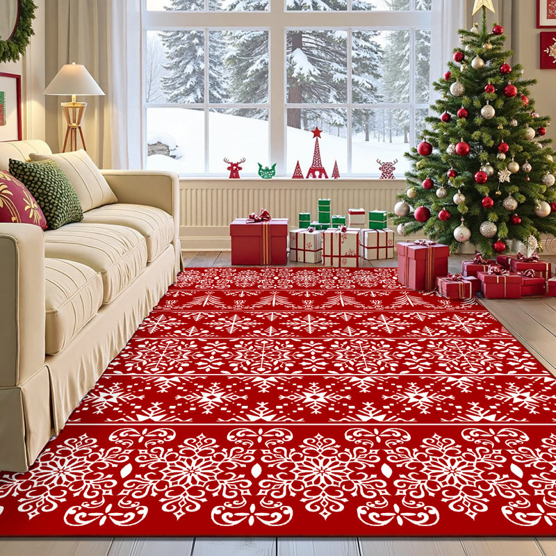 Kikumi Christmas Decorative Washable Area Rug With Non-Slip Backing, Rectangle 6' x 9'